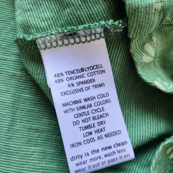Toad&Co Cue Green Faux Wrap Dress Short Sleeve Floral Print Tencel Organic Cute - Picture 5 of 7